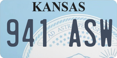 KS license plate 941ASW
