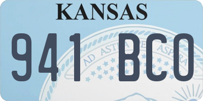 KS license plate 941BCO