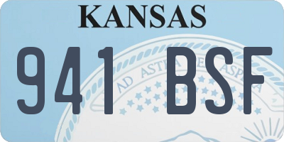 KS license plate 941BSF