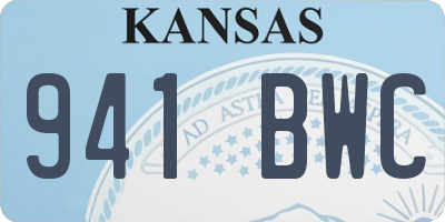 KS license plate 941BWC