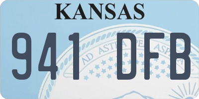 KS license plate 941DFB