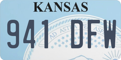 KS license plate 941DFW