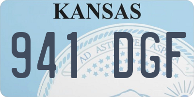 KS license plate 941DGF