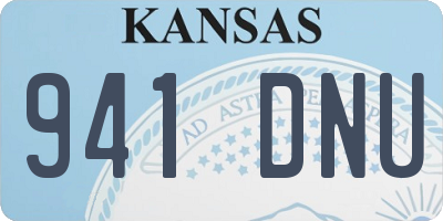 KS license plate 941DNU