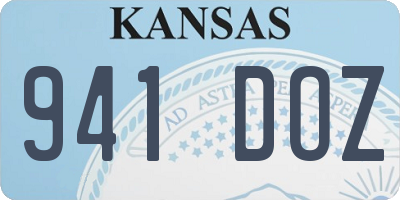 KS license plate 941DOZ