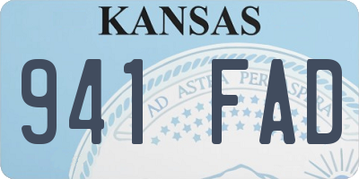 KS license plate 941FAD