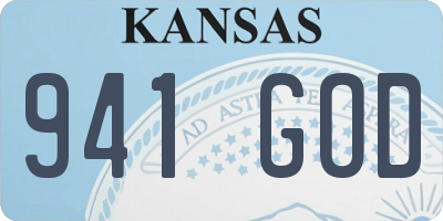 KS license plate 941GOD