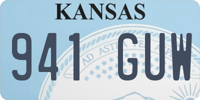 KS license plate 941GUW