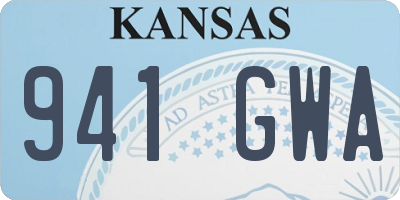 KS license plate 941GWA