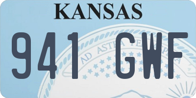 KS license plate 941GWF