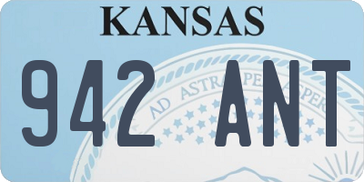 KS license plate 942ANT