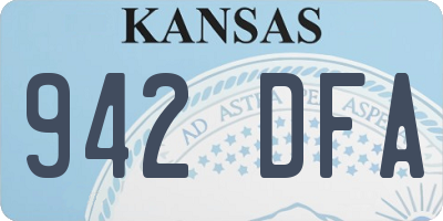 KS license plate 942DFA