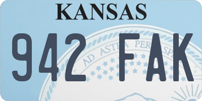 KS license plate 942FAK
