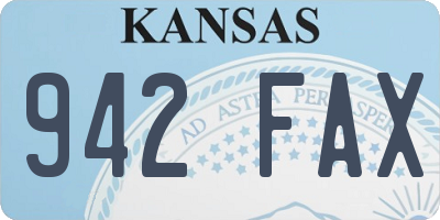 KS license plate 942FAX
