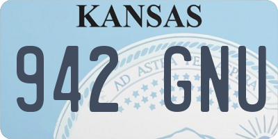 KS license plate 942GNU