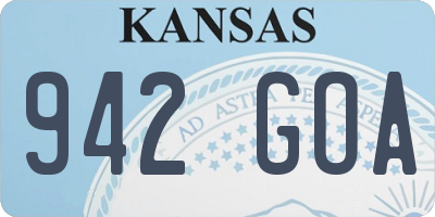 KS license plate 942GOA