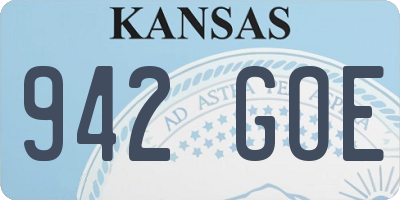 KS license plate 942GOE
