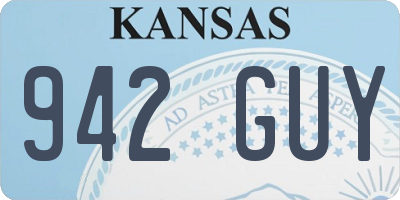 KS license plate 942GUY