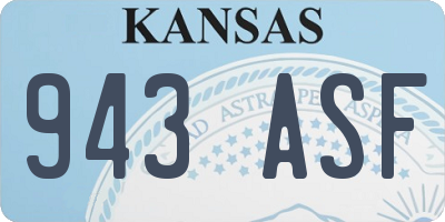 KS license plate 943ASF