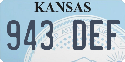 KS license plate 943DEF
