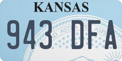KS license plate 943DFA
