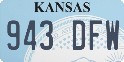 KS license plate 943DFW