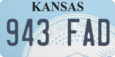 KS license plate 943FAD