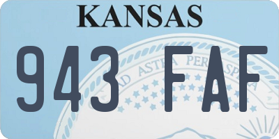 KS license plate 943FAF