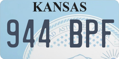 KS license plate 944BPF