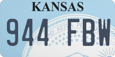 KS license plate 944FBW