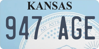 KS license plate 947AGE