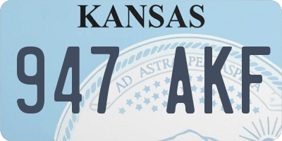 KS license plate 947AKF