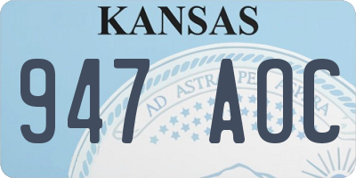 KS license plate 947AOC