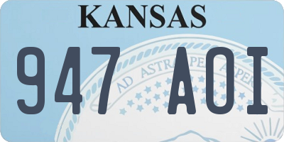 KS license plate 947AOI