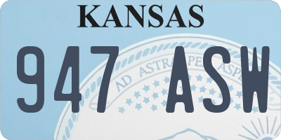 KS license plate 947ASW