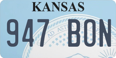 KS license plate 947BON