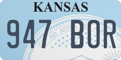 KS license plate 947BOR