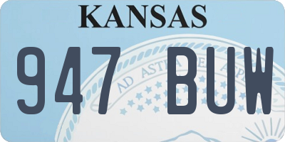 KS license plate 947BUW