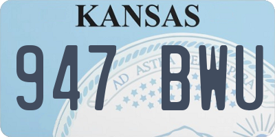 KS license plate 947BWU