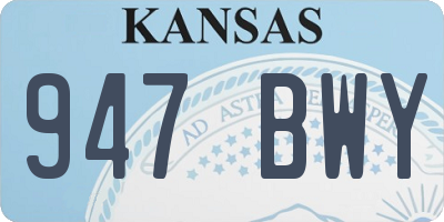 KS license plate 947BWY