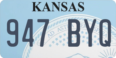 KS license plate 947BYQ
