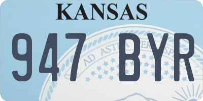 KS license plate 947BYR