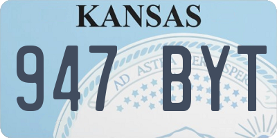 KS license plate 947BYT