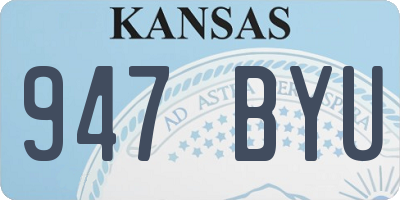KS license plate 947BYU