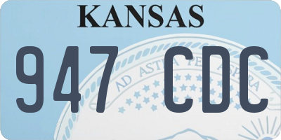 KS license plate 947CDC