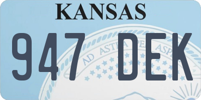 KS license plate 947DEK