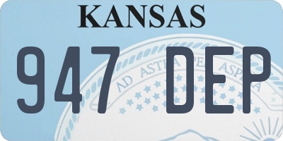 KS license plate 947DEP