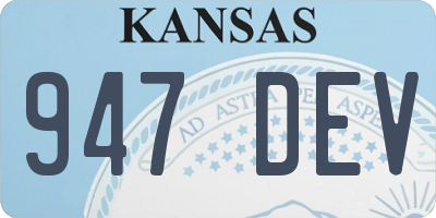 KS license plate 947DEV