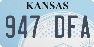 KS license plate 947DFA