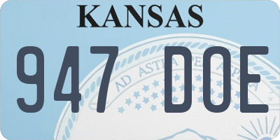 KS license plate 947DOE